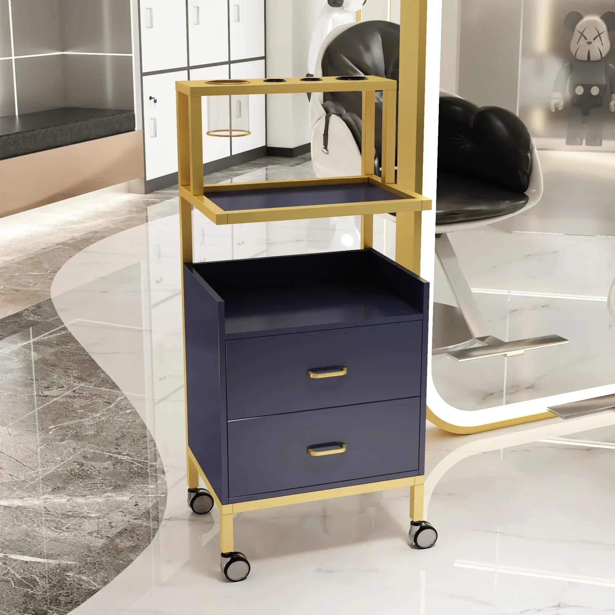 Beauty Salon Tray Auxiliary Car Wheels Cleaning Cart Professional Furniture Hairdresser Aesthetic Carrello Reception Barber