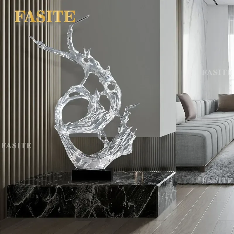 For Modern Home Decor Transparent Abstract Sculpture Splash Art Ornament Living Room Porch Hotel Soft Furnishing Accent Piece