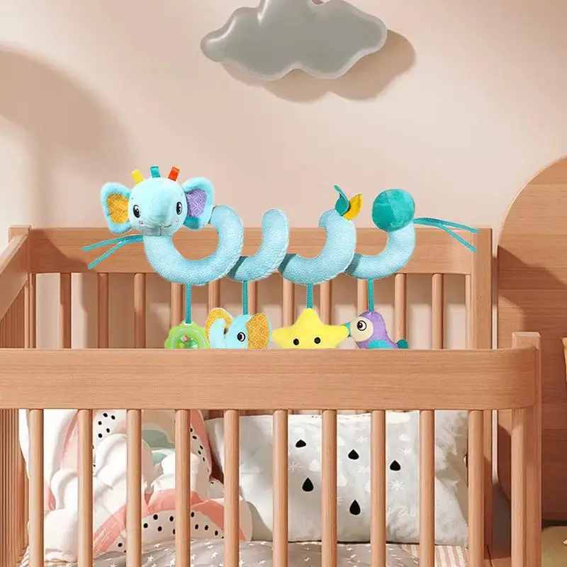 Seggiolino auto Giocattoli Seggiolino auto per bambini Sonagli Sonaglio sensoriale colorato Peluche Passeggino Ornamento per 0-3 anni Abilità cognitive di guida