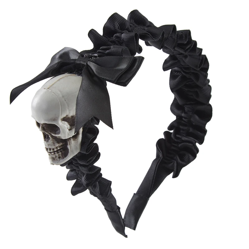 Gothic Skull Headbands Punk Retro Black Bow Hair Bands Girls Hair Accessories