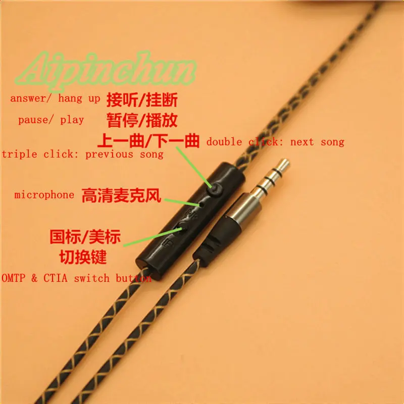 Aipinchun 3,5 мм 4-полюсный аудиокабель для наушников с микрофоном Ремонт Замена наушников 128 см 14-жильный медный провод AA0204