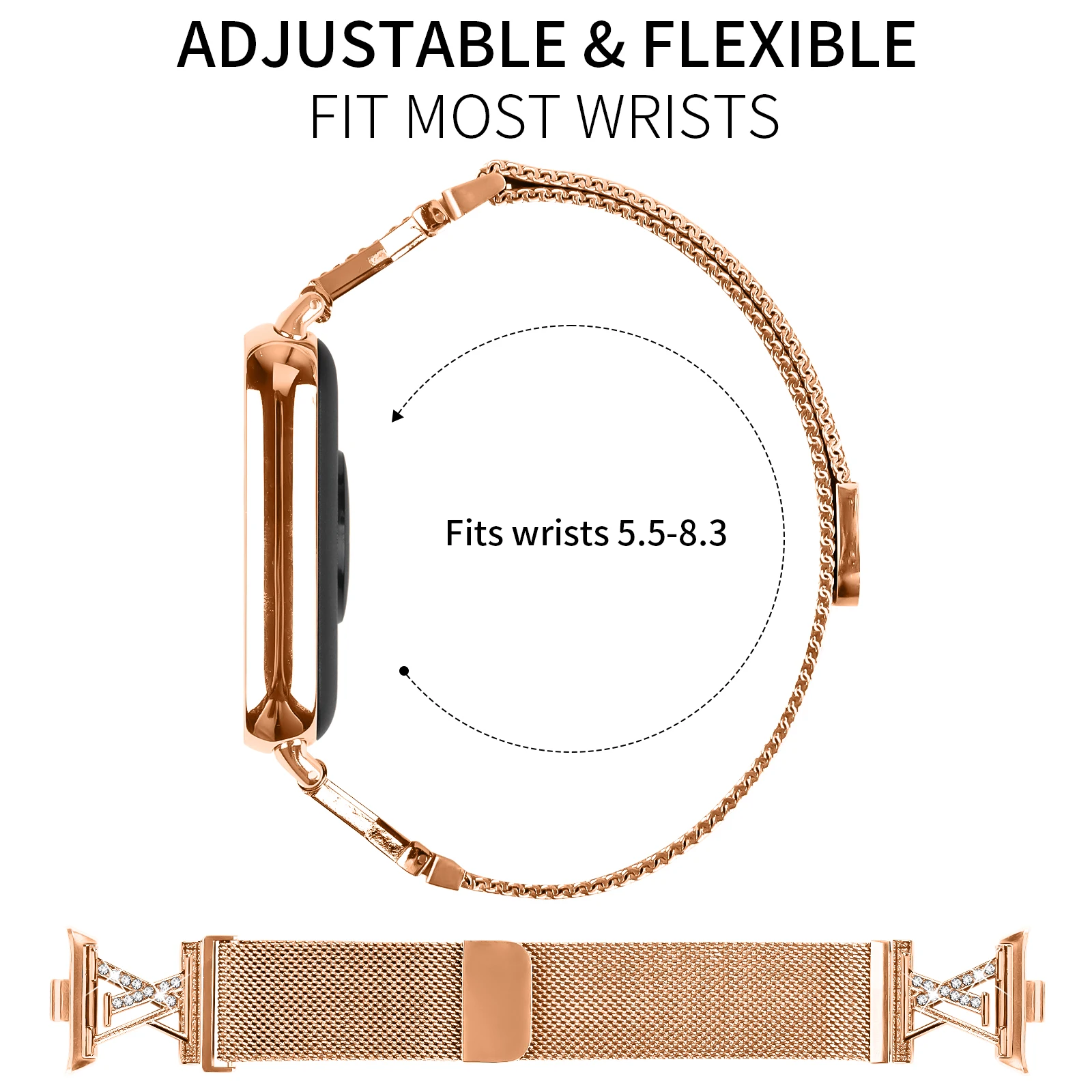 حزام حلقة مغناطيسي لساعة Xiaomi Band 8 pro 9 pro سوار معصم معدني بديل لساعة RedMi 4/ساعة 5 حزام