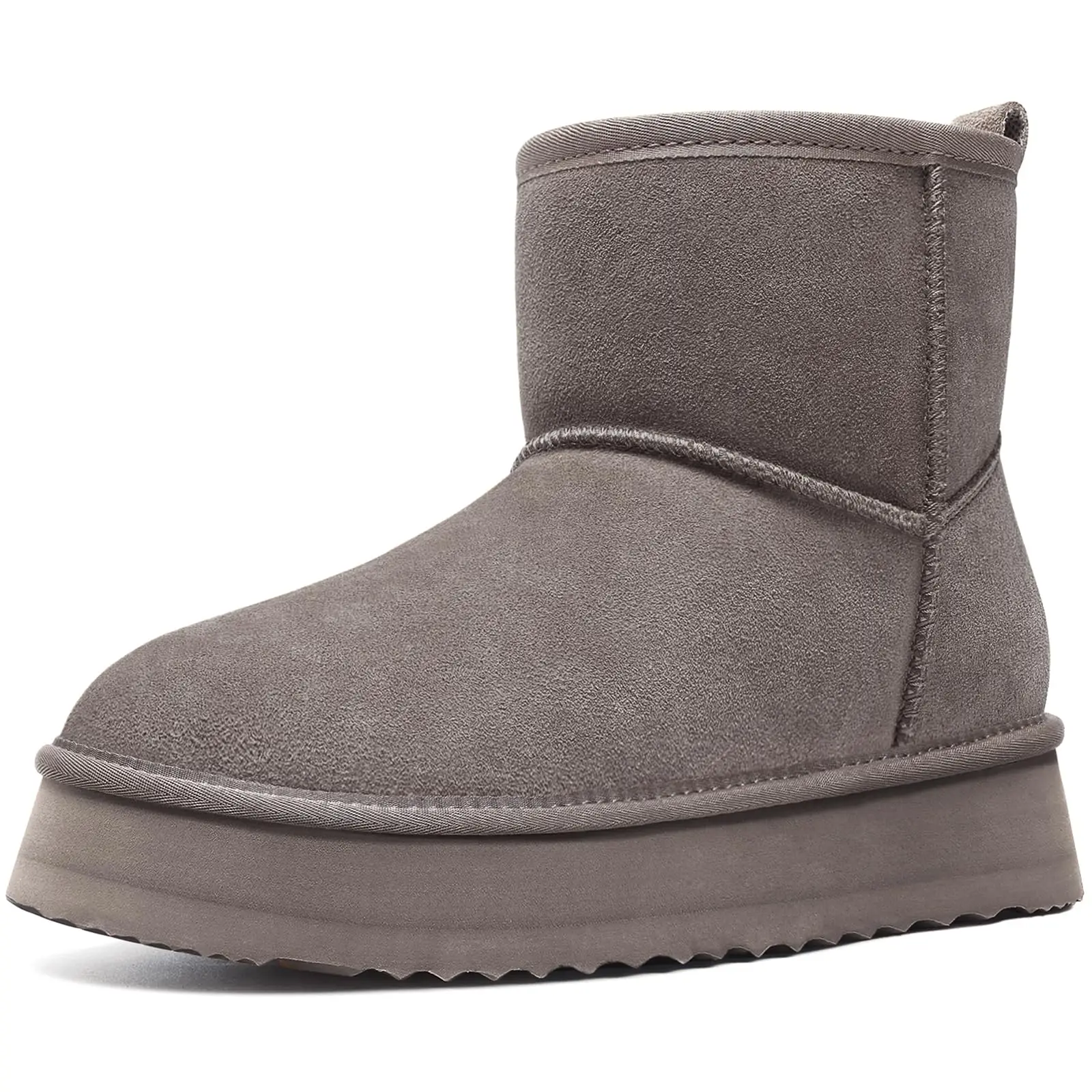 Litfun Vrouwen Suede Mini Laarzen Winter Outdoor Bont Gevoerde Snowboots Mode Dikke Zool Pluizige Wollen Laarzen Vrouwen Echte Fuzzy Laarzen