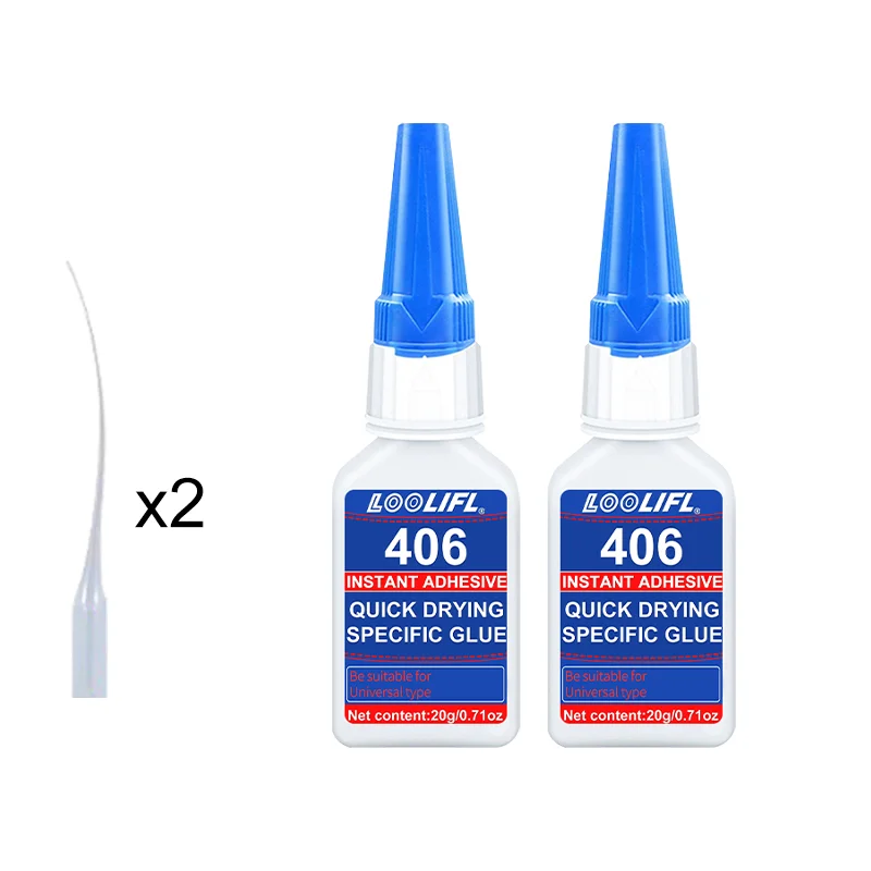LOOLIFL Nieuwe 406 Super Instant Lijm Cyanoacrylaat Super Lijm 10 Seconden Sneldrogende Lijm Voor Keramiek Hout Quick Fix Gereedschap