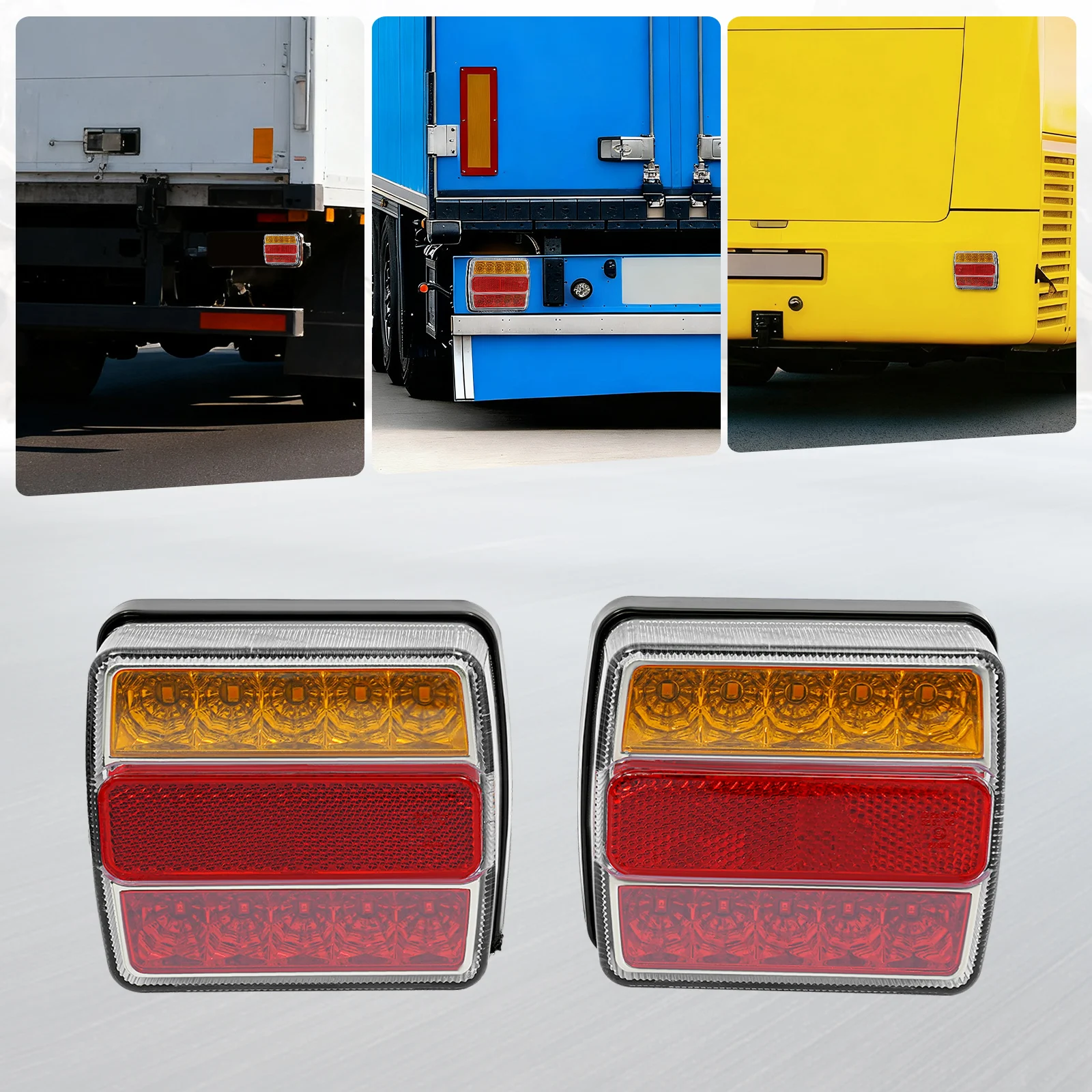 Ensemble de feux arrière de remorque LED, 12 V, avec prise à 7 broches, kit de feux arrière pour camions, remorques de moins de tracteurs 80''