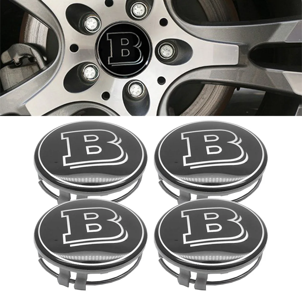 4pcs/Lot 75mm Wheel Center Hub Caps B Letter Logo Resin Badge Cover for Mercedes Benz W205 W213 C E Class