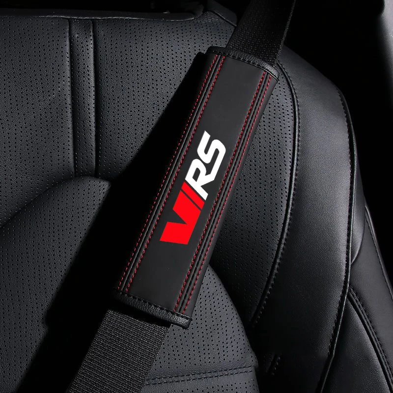 Car Seat Belt Nappa Leather Safety Belt Shoulder Covers Interior For Skoda VRS Octavia FABIA KAMIQ KAROQ KODIAQ RAPID SUPERB Car