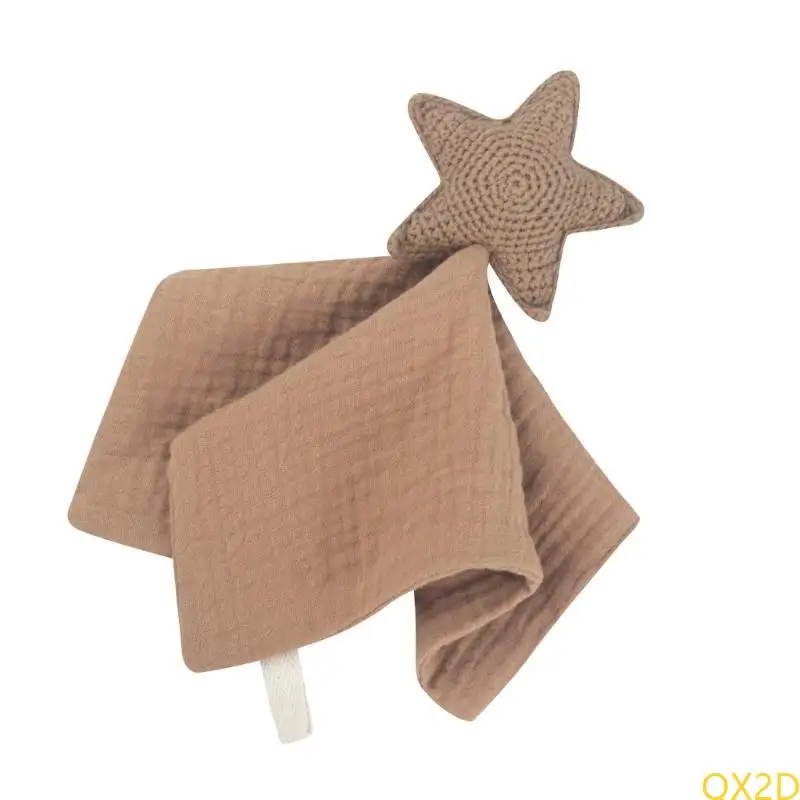 

QX2D Baby Infant Animal Soothe Appease Towel Lovely Knitted Star Decor Appease Doll