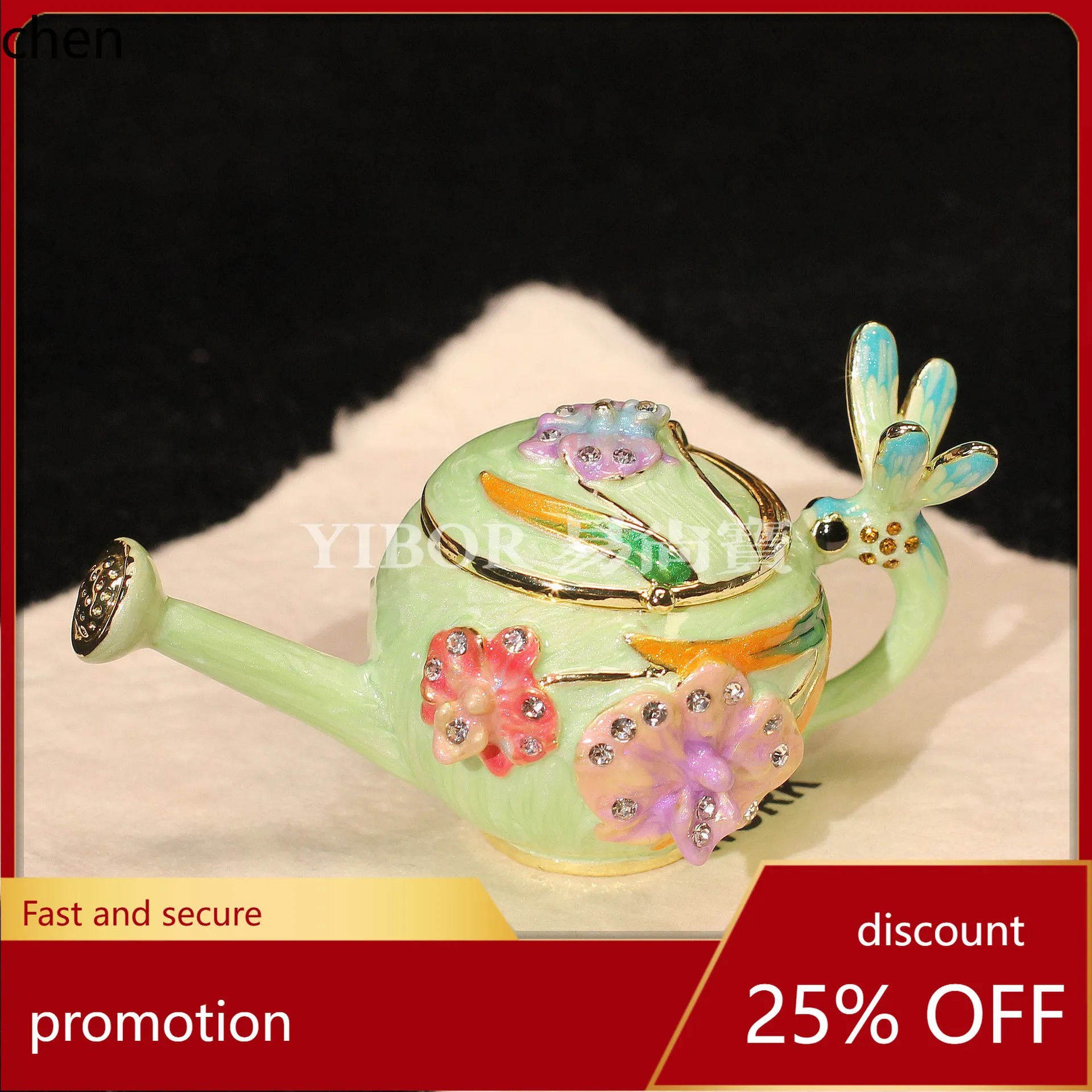 

H1 New Vintage Country Style Enamel Jewelry Box Handicraft Home Decoration Dragonfly Teapot Small Ornament