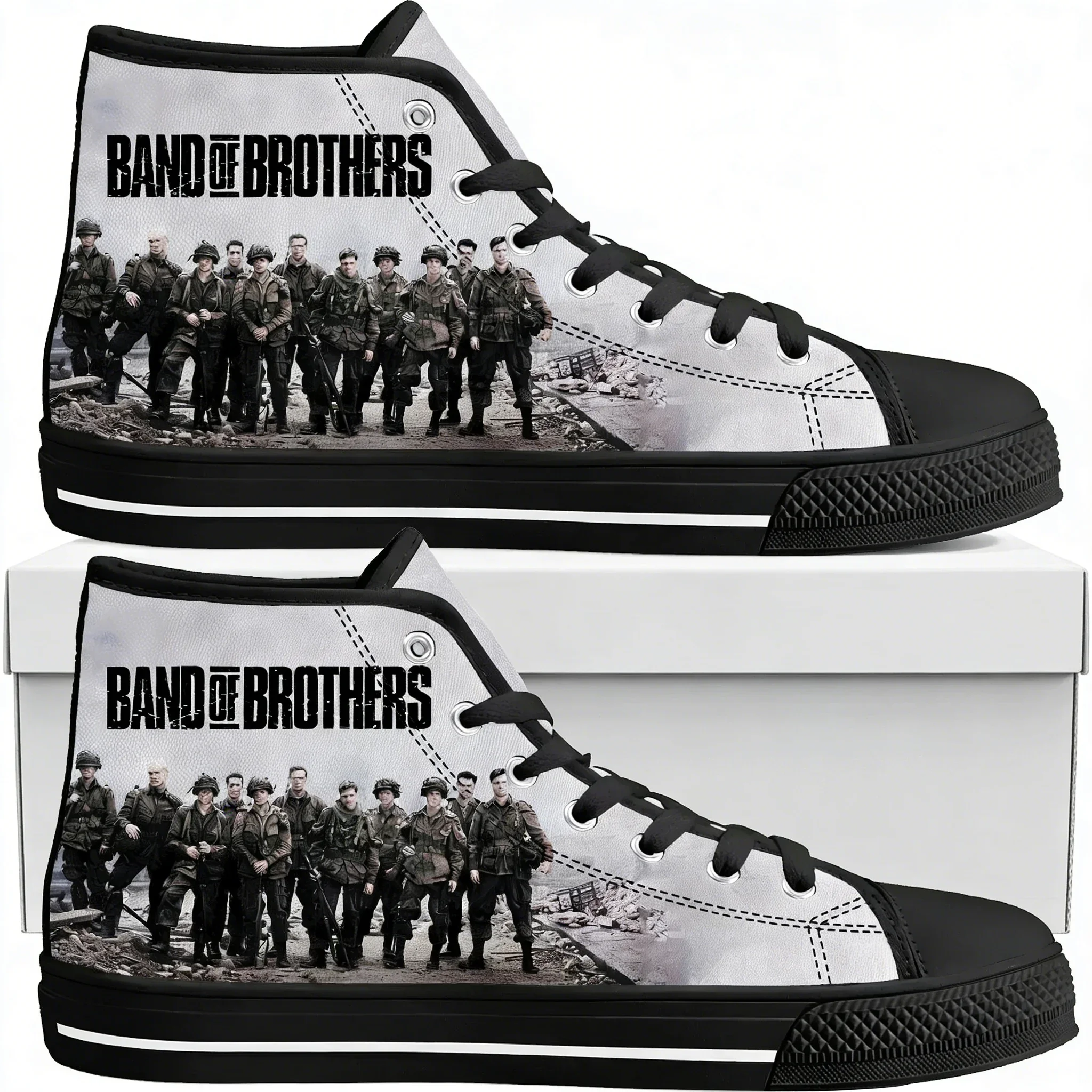 

Кроссовки Band of Brothers High Top для мужчин, женщин и подростков, высококачественные кеды из канваса, повседневная обувь, обувь на заказ