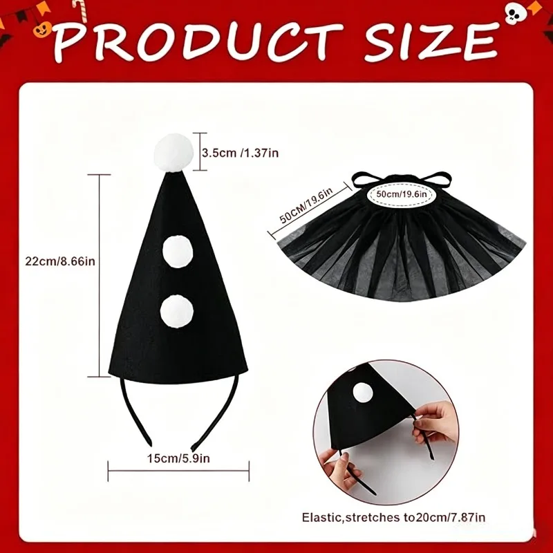 2pcs Clown Headband Bow Tie Cape Set Fake Collar Role Play Costume Props
