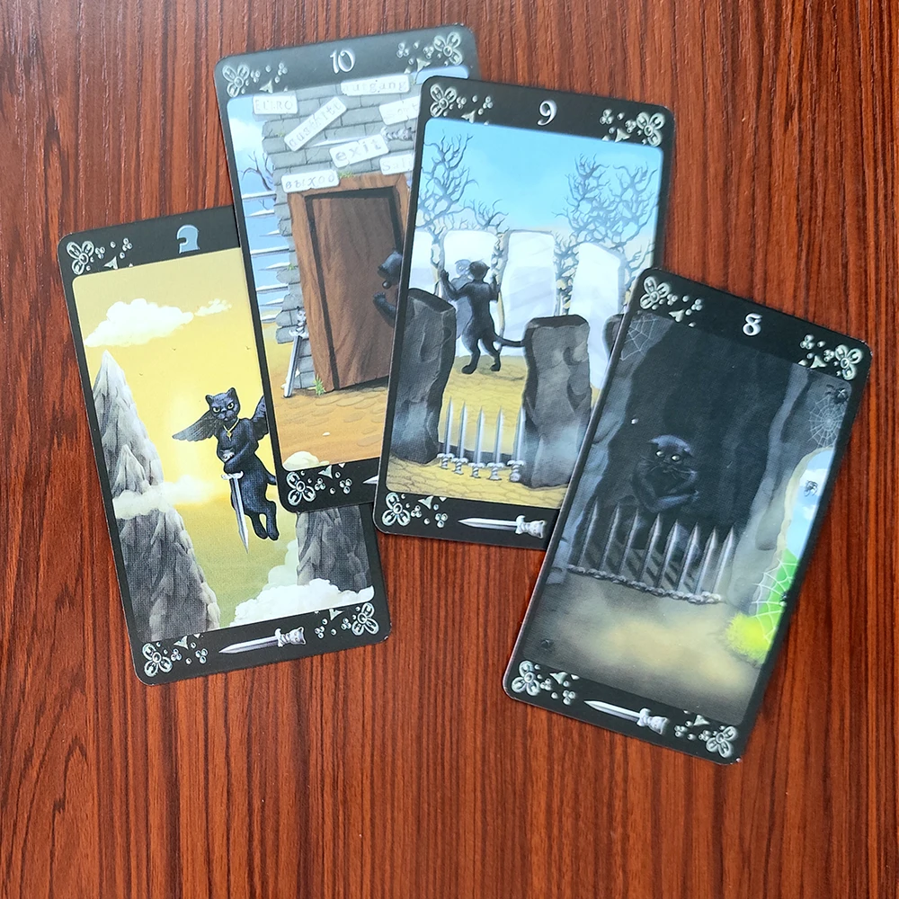 Spanish Black Cats Tarot Deck English French Italian Portuguese Tarot Cards for Beginner for Divination Personal Board Games