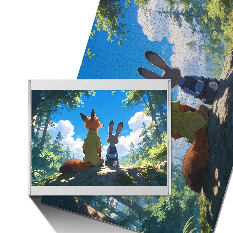 1000 stuks Disney Zootopia Judy Hopps en Nick Wilde posterpuzzel, hoge moeilijkheidsgraad, doe-het-zelf-huisdecoratie, verjaardagspuzzel, ideaal cadeau