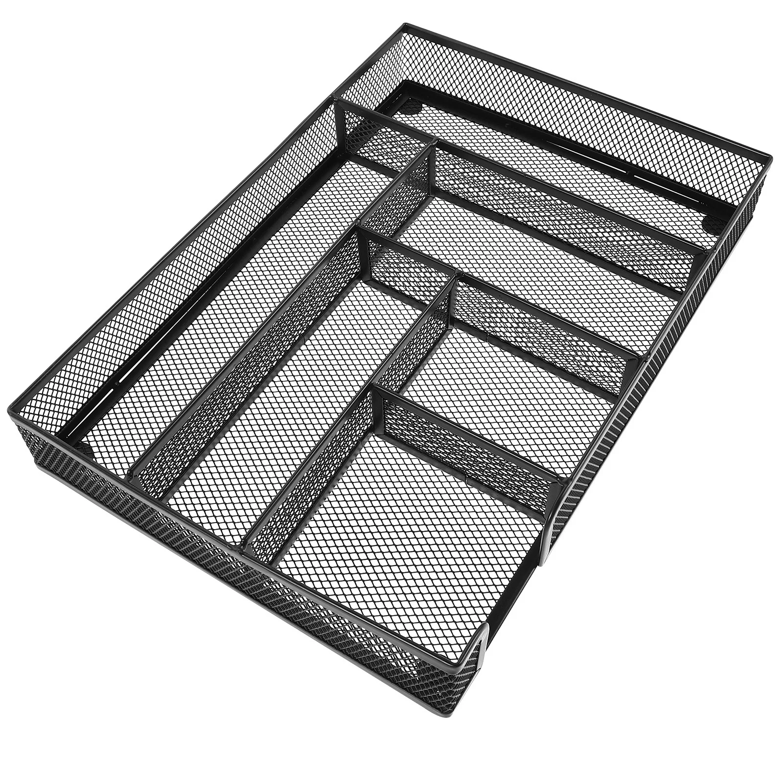 6 Compartments Metal Mesh Desktop Organizer Box For Office Supplies Storage Craft Stationery Desk Drawer Sorter Black