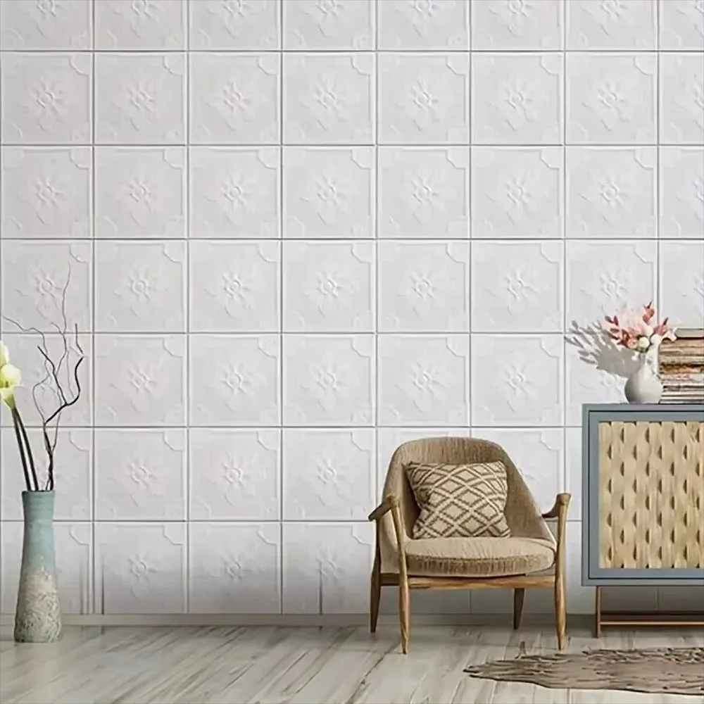 35*35cm Self-adhesive Wallpaper Anti-collision Peel and Stick 3D Tile Brick Waterproof Wall Sticker Bed Room Decoration