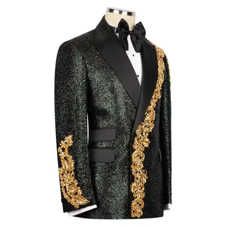 Traje de Hombre Elegante para Fiesta, Traje de 2 Piezas, Chaqueta y Pantalones, Traje de Boda a Medida, Esmoquin de Cristal, Ropa Formal para Ocasiones Especiales, Talla Personalizada