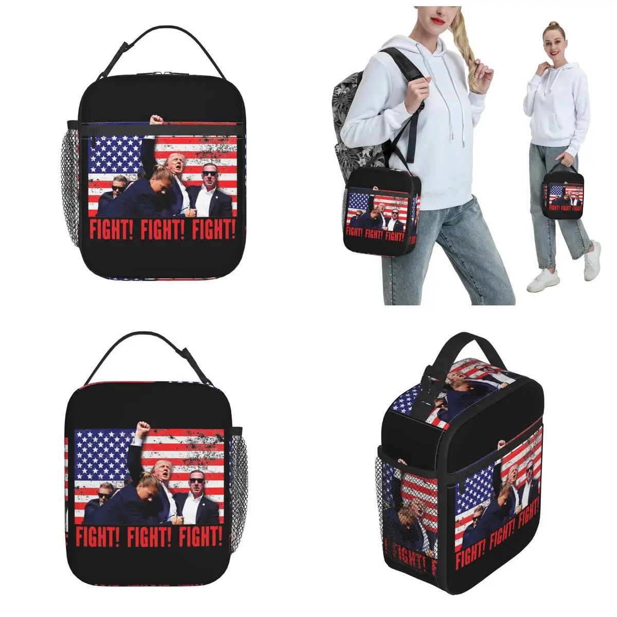 Lunch Box Trump Shot Fight Product 2024 Trump President Lunch Food Box Unique Design Thermal Cooler Bento Box For School