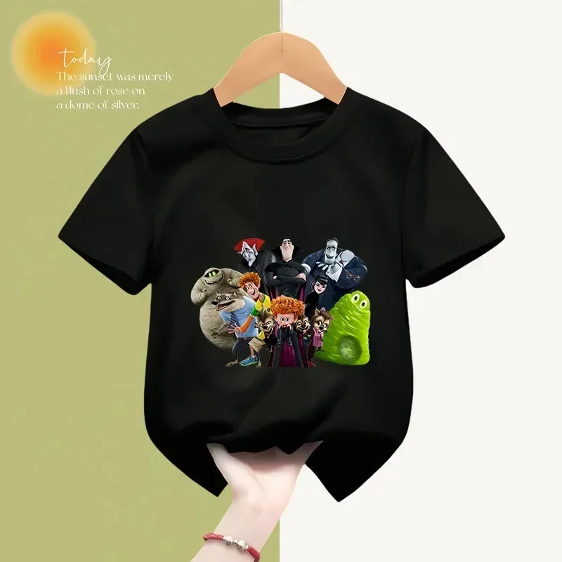 Summer T-shirt Hotel Transylvania Anime Kids Print Boys Girls Short Sleeve Transylvania Cartoon Casual Fashion Top 2024