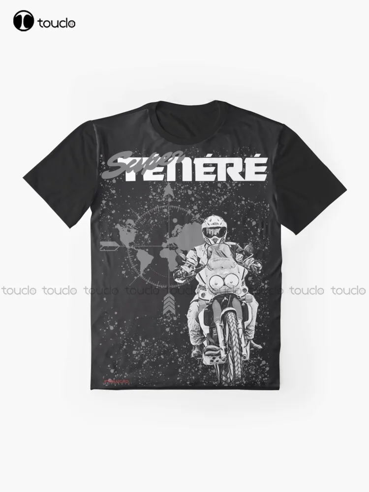 Black And White Super Tenere 750 Xtz  Graphic T-Shirt Custom Aldult Teen Unisex Digital Printing Tee Shirts Custom Gift Xs-5Xl