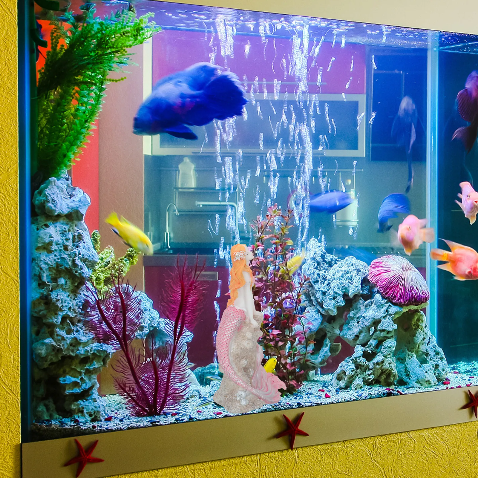 

Fish Tank Decoration Mermaid Statue Ornaments Statues and Figurines Pink Aquarium