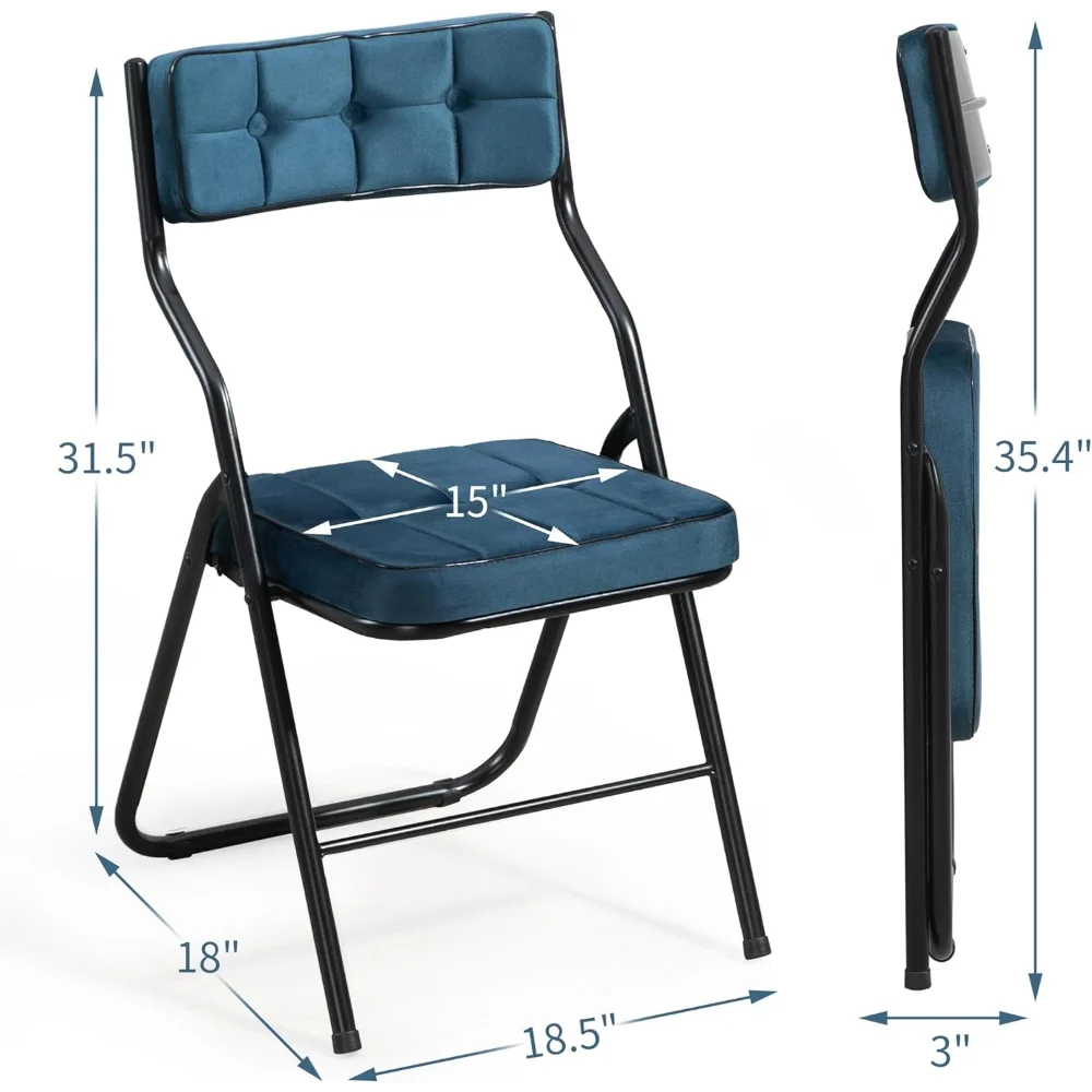 

Padded Folding Chairs 4 Pack - Foldable Dining Chair with Cushion, Portable and Assembled Extra Seat