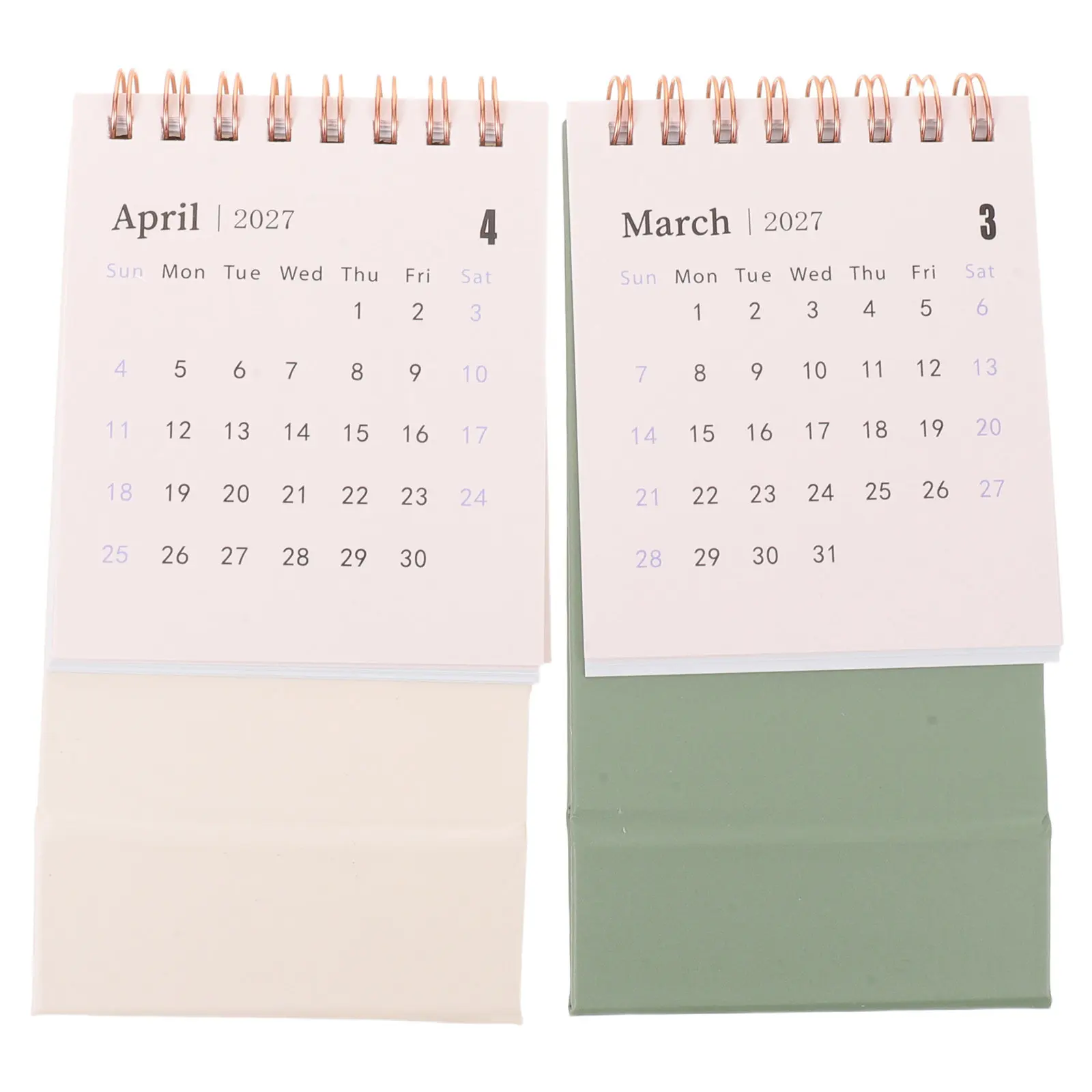 2Pcs Mini Standing Calendar for Desk 2027 Minimalist Small Monthly Desk Calendar Spiral Bound Stable Structure for Office Home