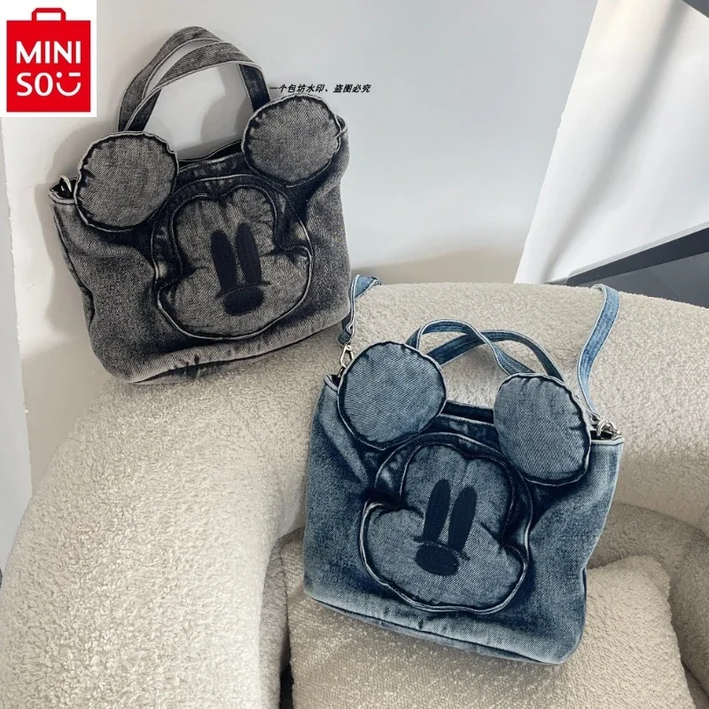 

MINISO Disney Classic Cowboy Mickey Large Capacity Handbag, Women's Fashion High Quality Cartoon Tote Bag