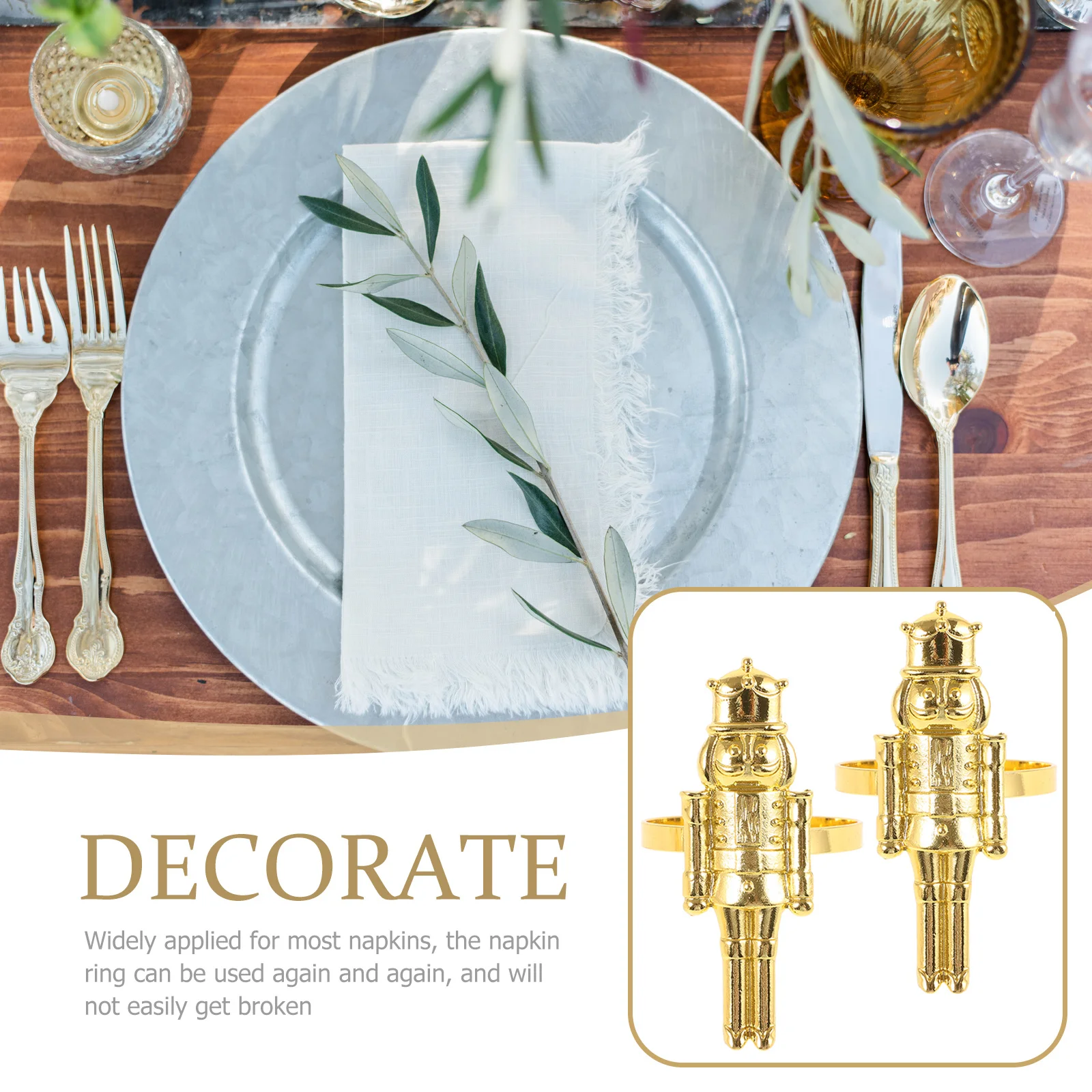 

6Pcs Christmas Nutcracker Napkin Buckles Metal Napkin Holders for Wedding Banquet Table Decoration Serviette Buckles