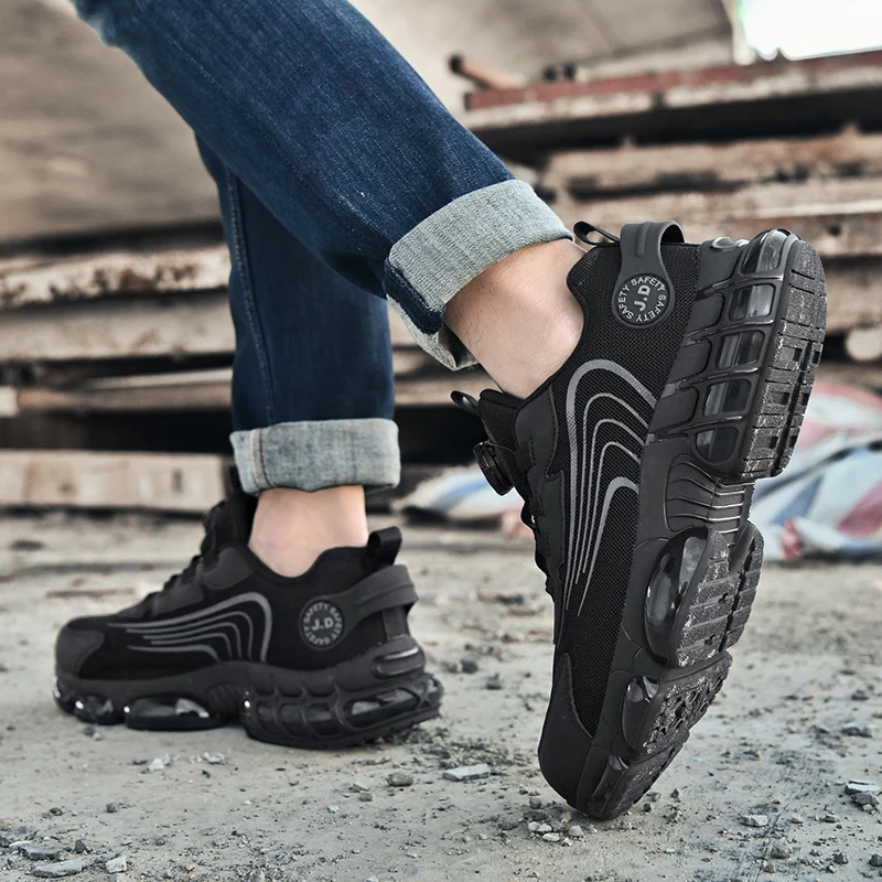 أحذية حماية العمال للرجال مضادة للتحطيم ومضادة للثقب وخفيفة الوزن ونعل ناعم قابلة للتنفس وعازلة للعمل للفصول الأربعة