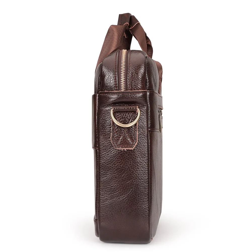 حقيبة رجالية من الجلد الطبيعي للعمل حقائب كمبيوتر محمول عالية الجودة حقائب كتف كاجوال للرجال بطبقة علوية حقائب سفر جلدية