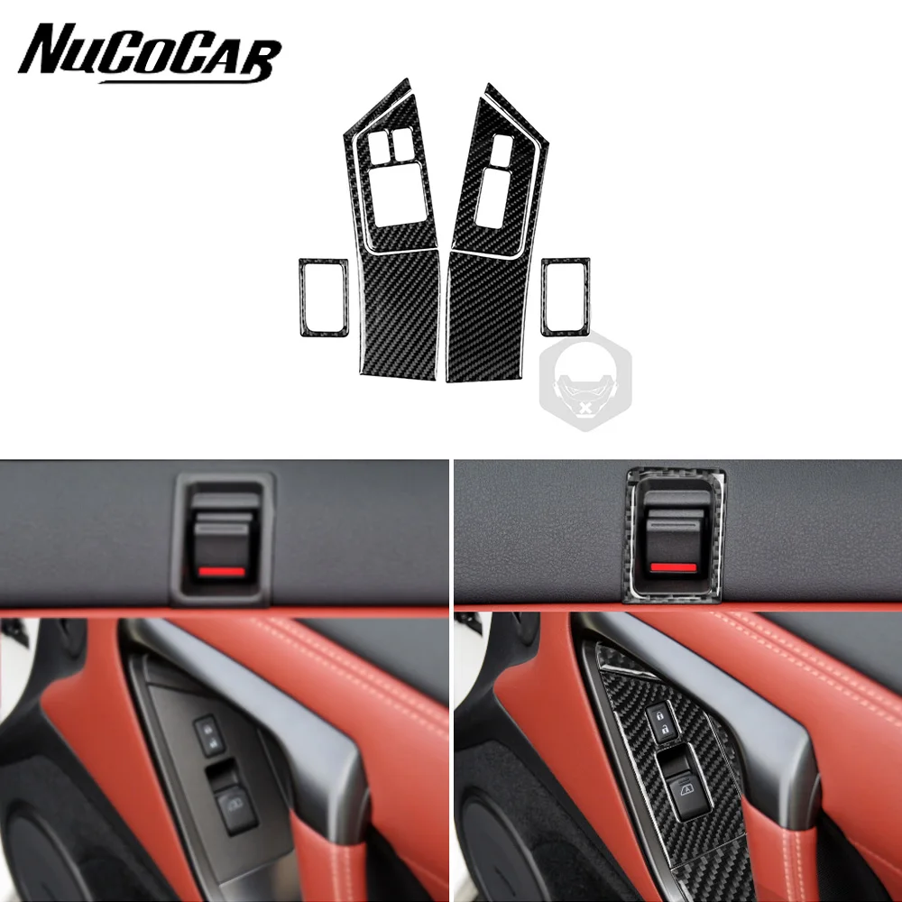 For Nissan GTR R35 2008-20 Carbon Fiber Window Lift Door Lock Control Panel Cover Car Inside Accessories Decorative Sticker