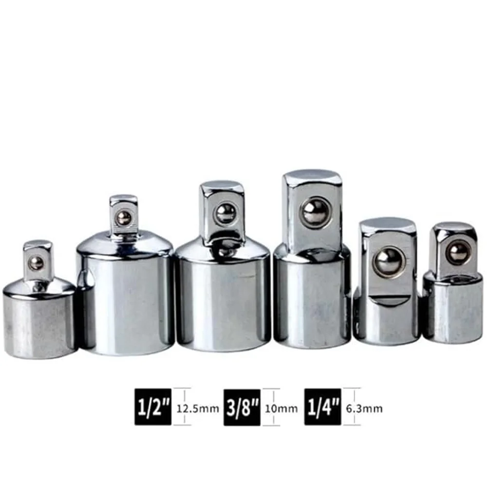 

6pcs Socket Adapter & Reducer Set - 1/4" 3/8" 1/2" Chrome Vanadium Steel Ratchet/Socket Extension/Conversion Kit for Automotive