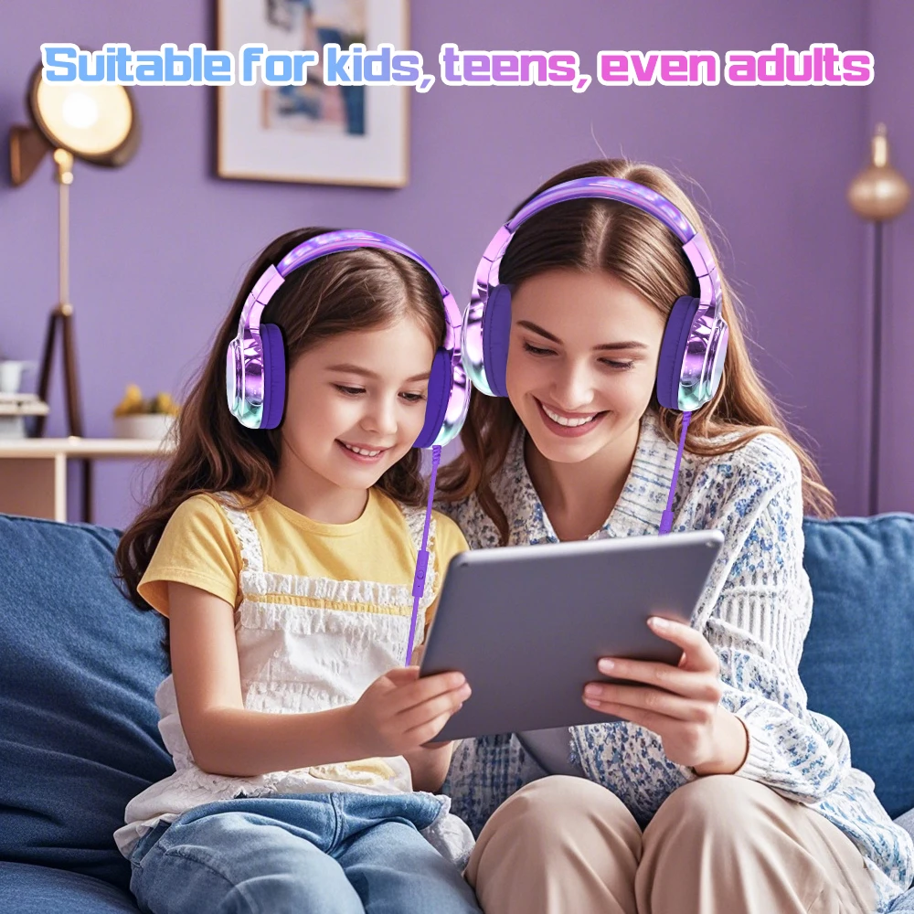 Kids Headphones Wired 3.5mm Jack Stylish Foldable Children's Gaming Headset With Mic For iPhone Computer Tablet PC Girls Gifts