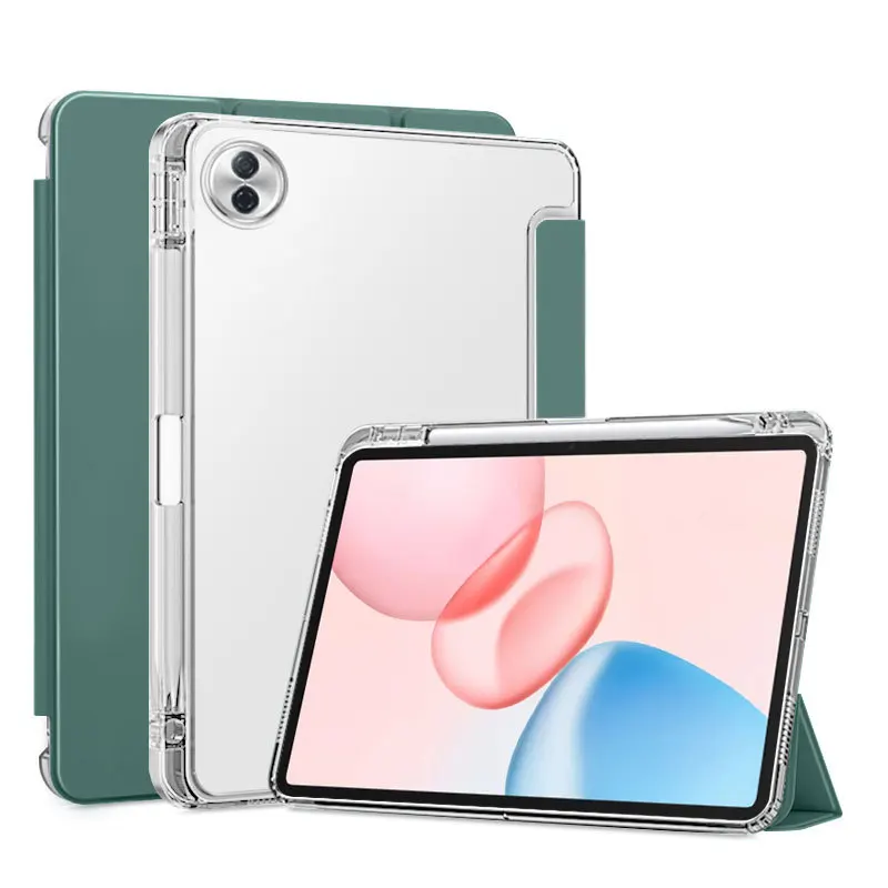 

Чехол для Huawei Honor Pad 10 2025 HEY3-W00 HEY3-W10 12,1 дюйма с держателем ручки, тройной складной чехол из искусственной кожи, ТПУ, задняя подставка для планшета, принципиально