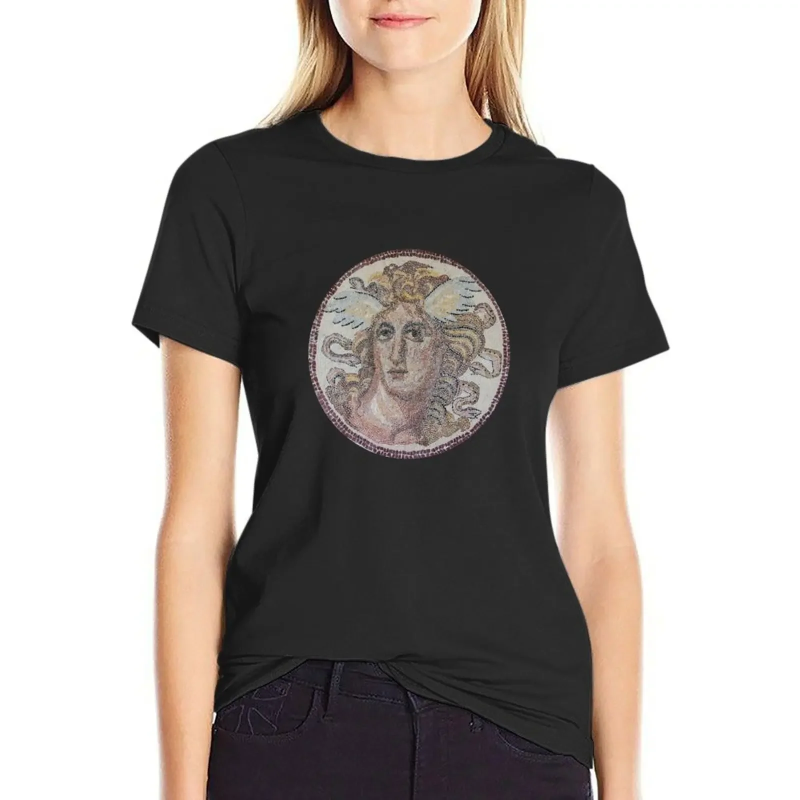 

Medusa Roman Mosaic T-Shirt lady clothes animal print shirt for girls quick-drying black t shirts for Women