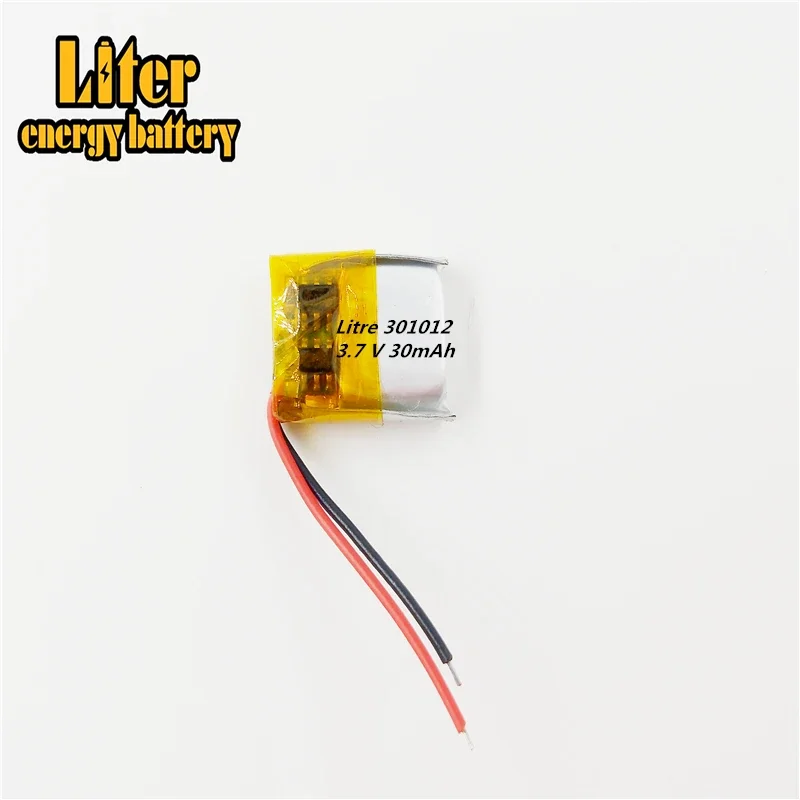 3.7V 30mAh Lithium Polymer Li-ion Rechargeable Battery lipo battery For Mp3 Mp4 PAD DVD DIY bluetooth headephone 301012