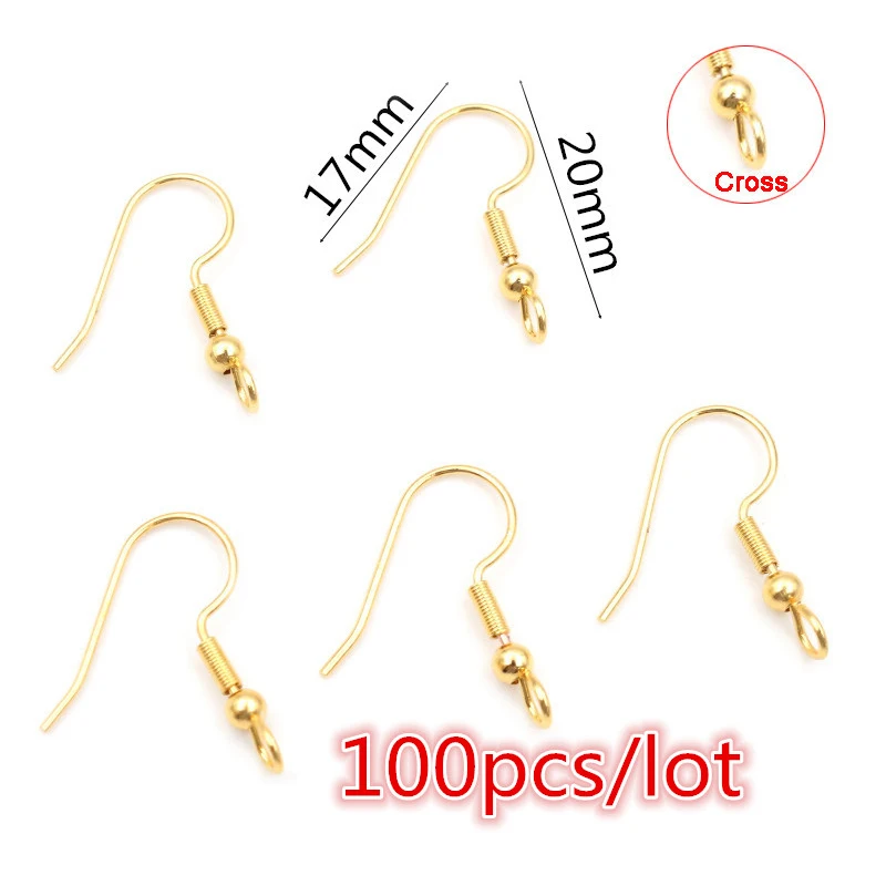 30-100 Stück Edelstahl DIY Ohrringe Haken Verschluss Ergebnisse Handgemachter Schmuck Herstellung Zubehör Ohrdraht Zubehör Stahl Gold