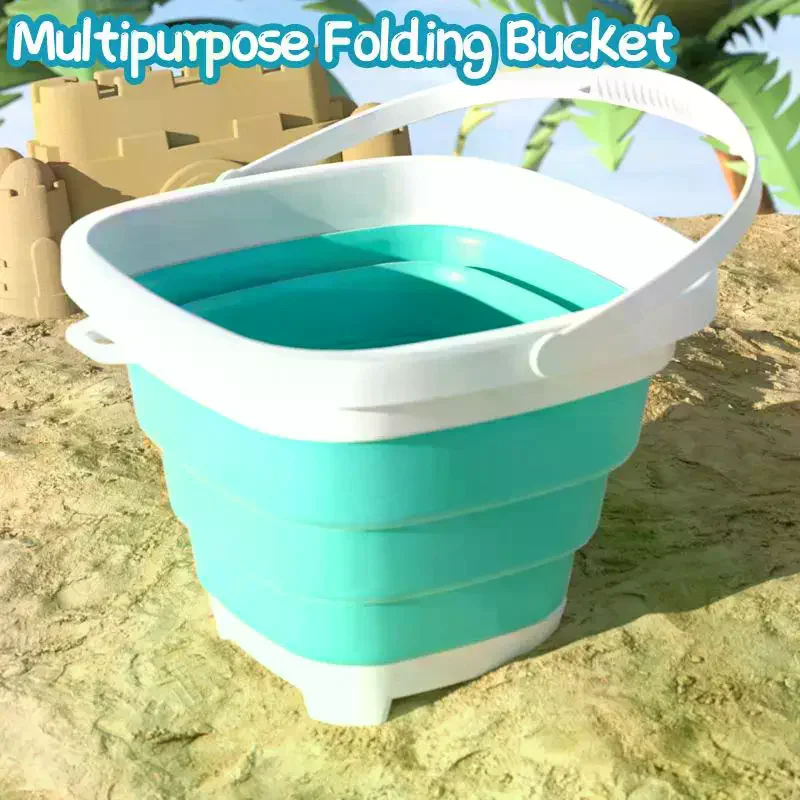 Beach Sand Play Water Set Folding Bucket Summer Outdoor Fishing Camping Tools Car Washing