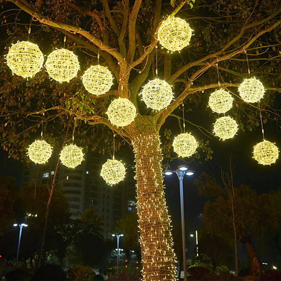 

Christmas Decoration String Lights Outdoor 20CM 30CM Rattan Ball Fairy Garland Lights for Garden Party Wedding Holiday New Year