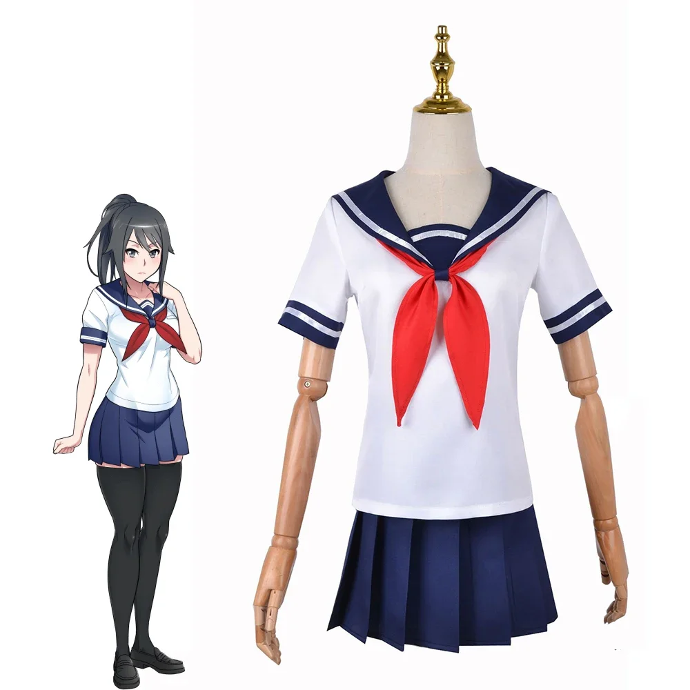 

Game Anime Yandere Simulator Ayano Aishi Sailor Suit Cosplay Costume JK Uniform Woman School Uniform Bow Tie Pleated Skirt