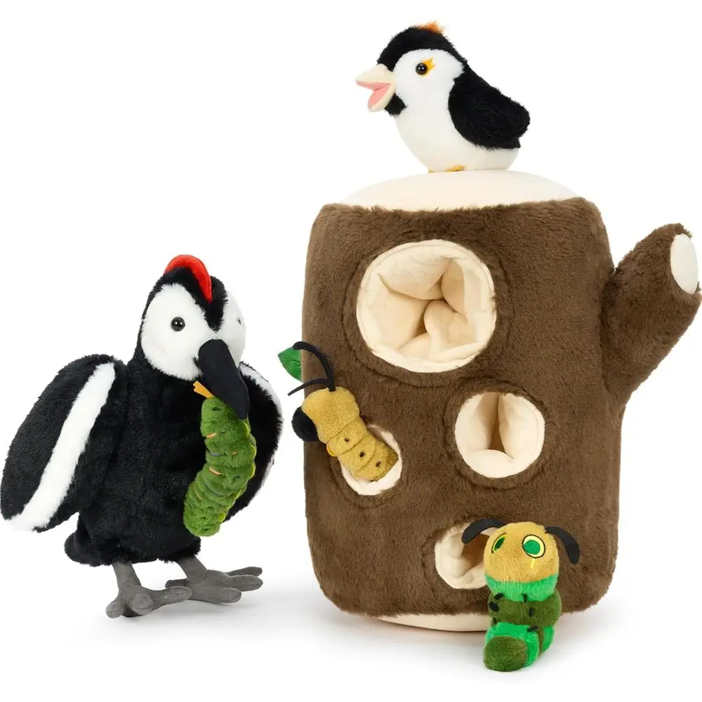 

6pcs Woodpecker Animal Plush Set - Magnetic Feeding Bird Toys for Toddlers, Educational Gifts for Kids