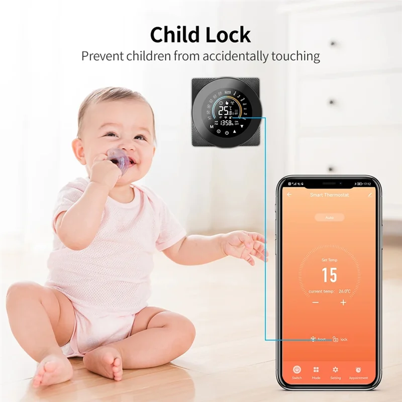 

Y42A-Tuya Wi-Fi термостат ЖК-цифровой сенсорный контроль температуры для Alexa White, 16A электрический (Wi-Fi) прочный