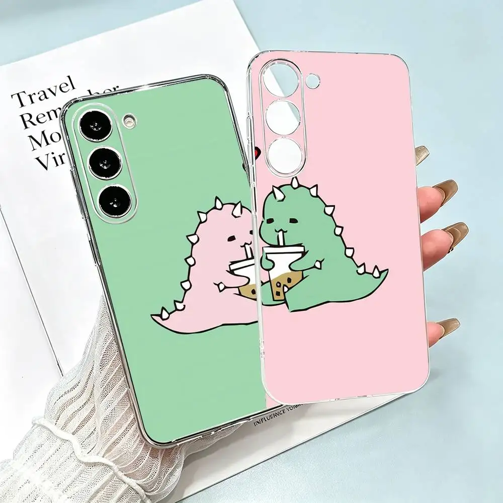 Cartoon Couple Dinosaur  Clear Soft Silicone Phone Case for Samsung Galaxy A71, A70, A30，A52, A51, A40,