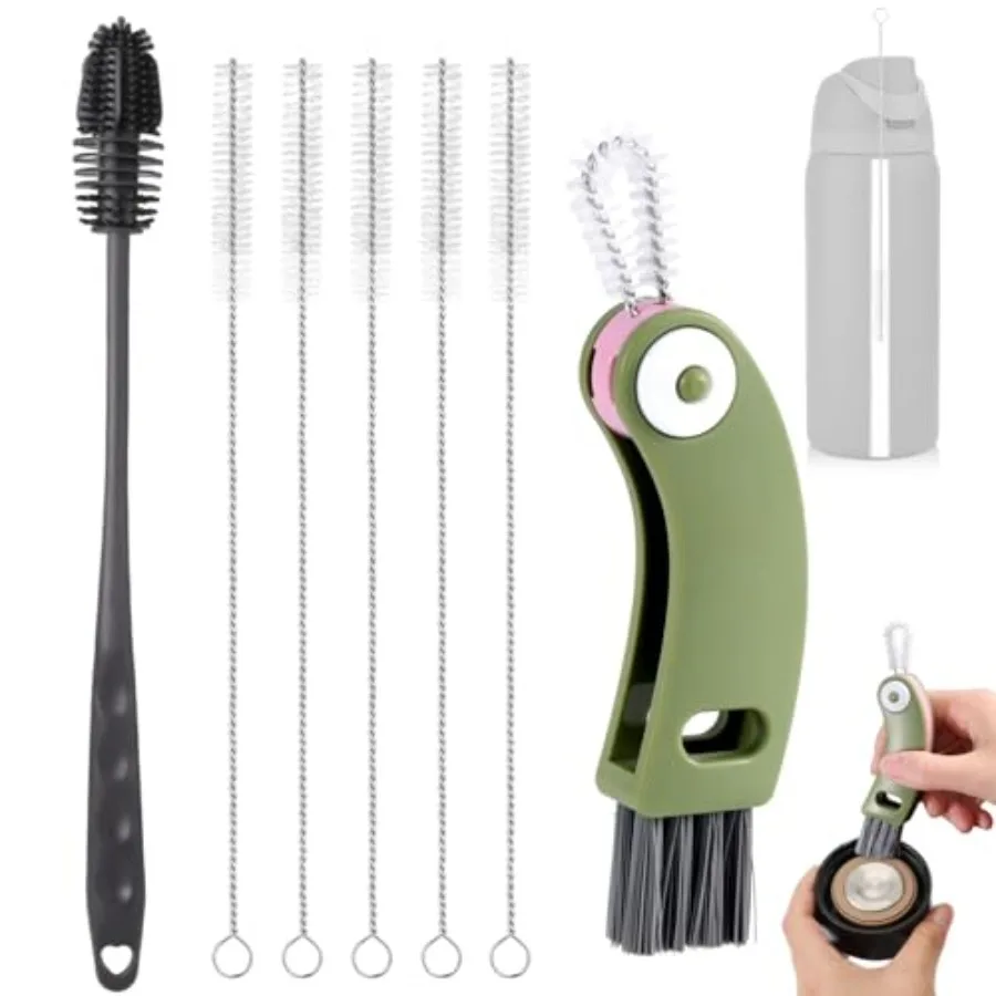 

Набор щеток для чистки бутылок с водой, сверхдлинная силиконовая щетка для чашек с многоразовой щеткой для чистки крышек чашек, щетка для соломинки для Fr