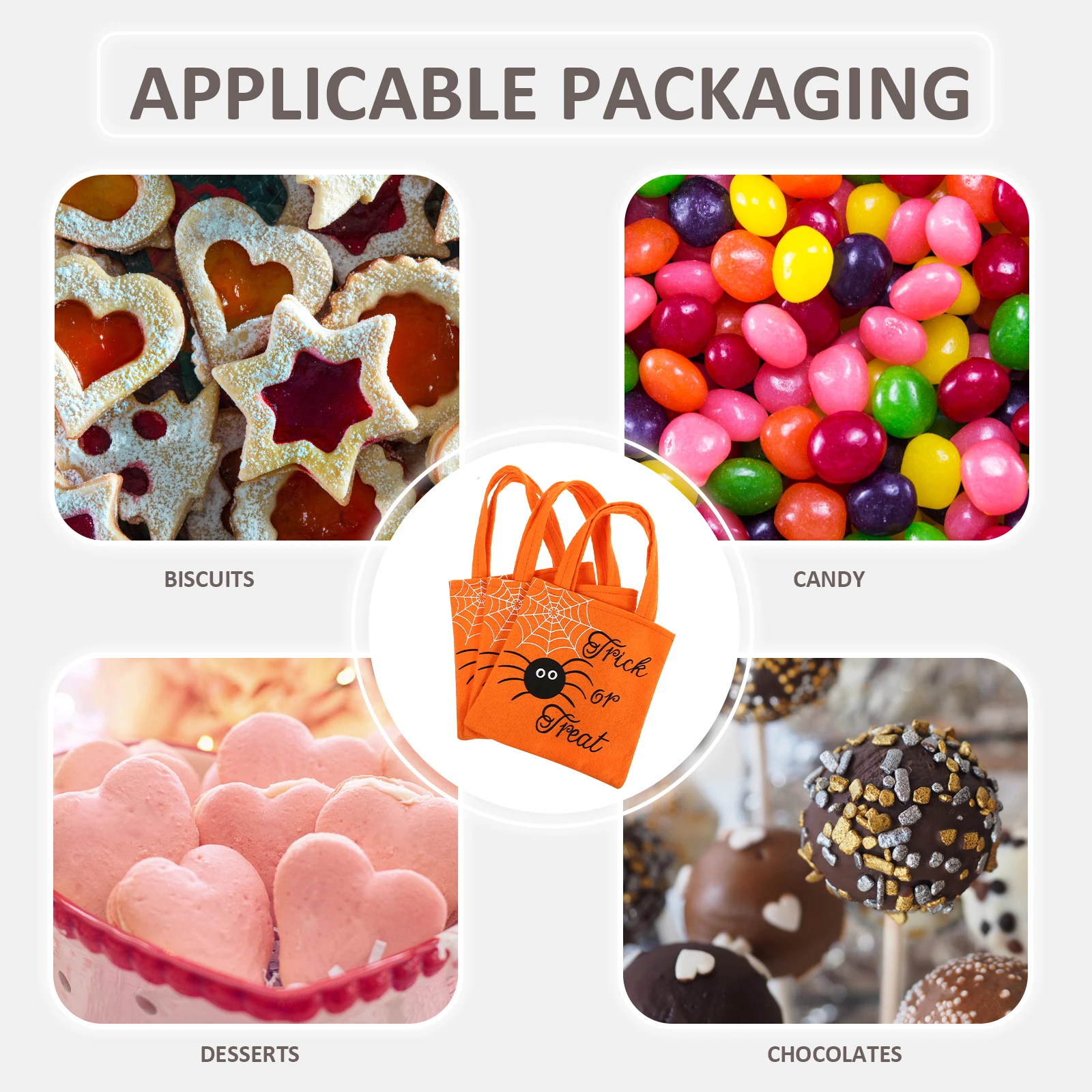 

3 Pcs Halloween Candy Tote Bags Goodie Storage Non-woven Fabric Biscuit