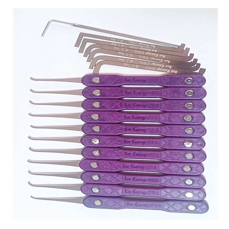 

11Pcs Flat Round Hook Tools Kit Purple Plastic Handle 0.4mm 7Pcs Household Door Lock Maintenance Disassembly Hand Tools Set