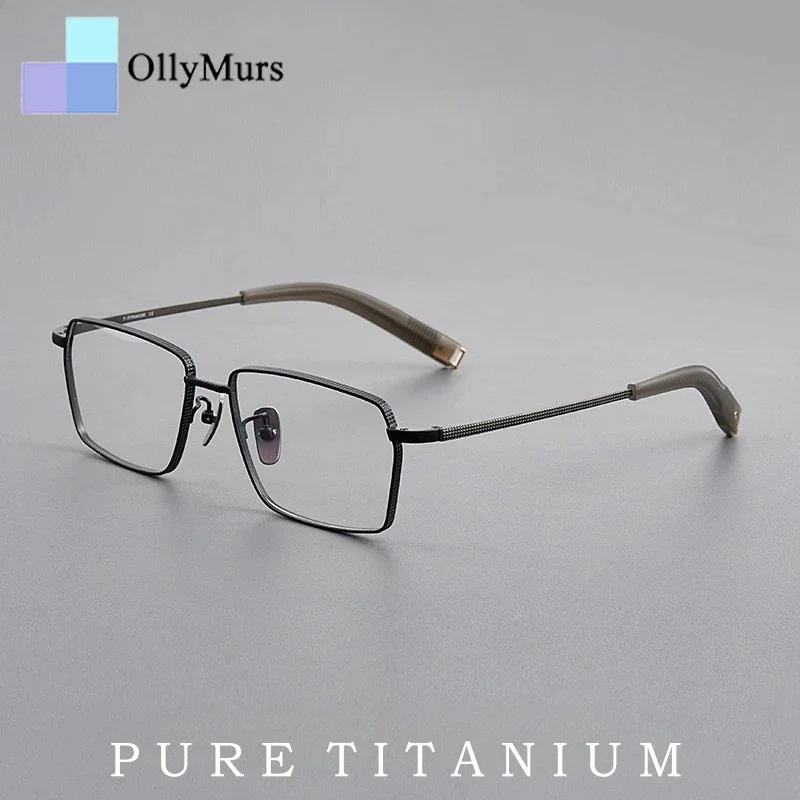 

OLLYMURS New Business Simple Myopia Eyewear Retro Square Luxury Pure Titanium Optical Prescription Eyeglasses Frame Men ​07519T