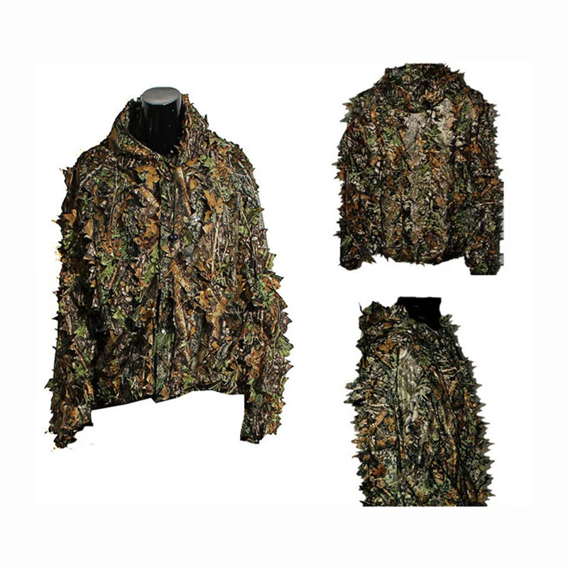 Odzież sportowa Outdoor Ghillie Suits Woodland Hunting Camouflage Suit Tactical Airsoft Sniper Birdwatch Jacket + Pants