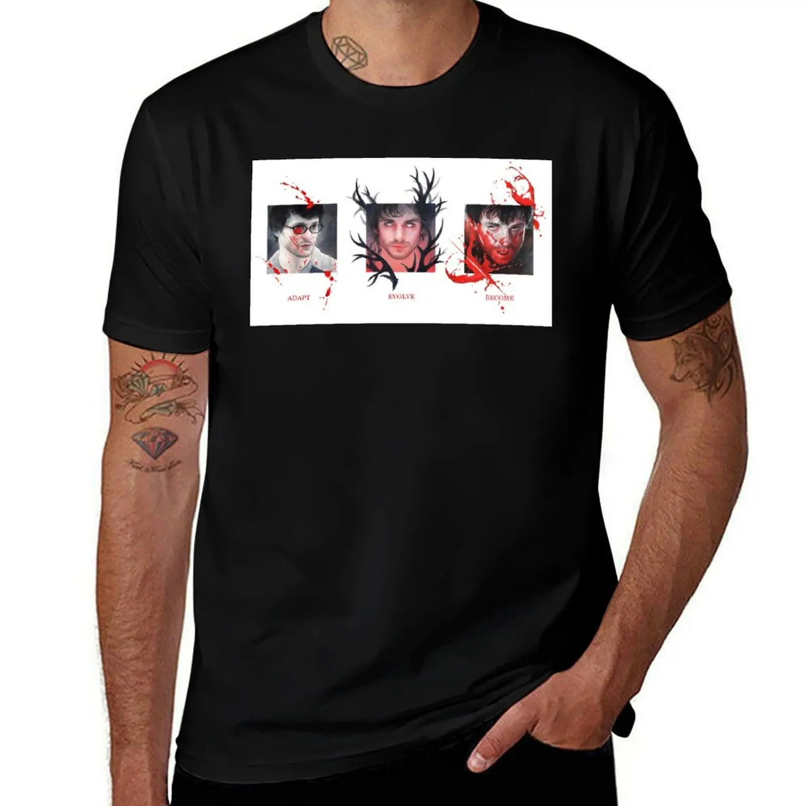 ADAPT, EVOLVE, BECOME avec motif / Will Graham / HANNIBAL T-Shirt Worker Basic à manches courtes