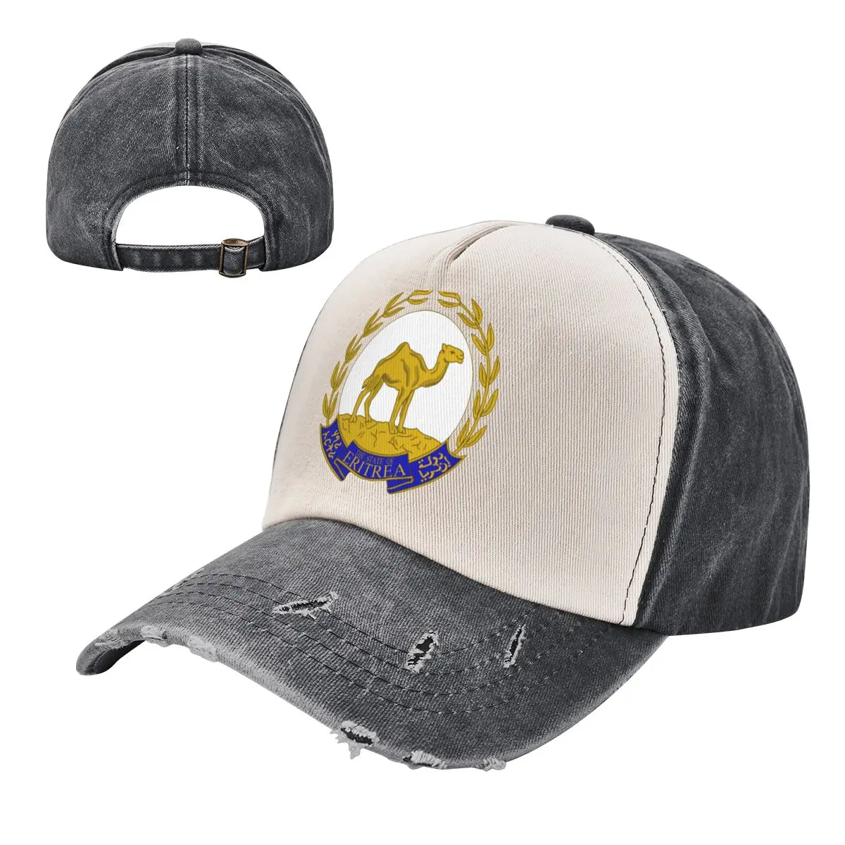 

Emblem Of Eritrea Color Blocking Distressed Baseball Cap Dad Hats Men Women Vintage Washed Cotton Trucker Adjustable Gift
